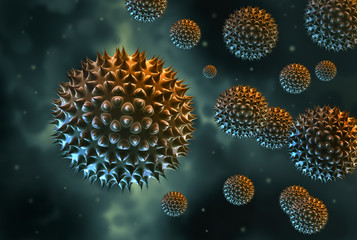 Group of flying pollen grains - 3D illustration