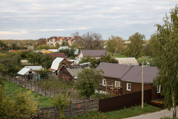 view of the old city center with historical architecture on a cloudy autumn day in Ryazan Russia