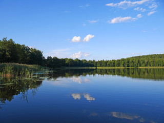 landscape with lake and blue sky Masuria