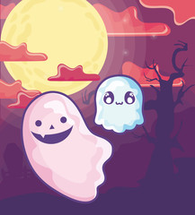 funny halloween ghosts on halloween scene