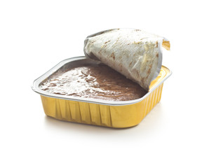 Wet pet food. Cat or dog pate.