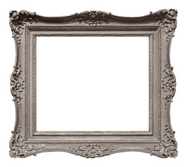 Silver frame for paintings, mirrors or photo isolated on white background