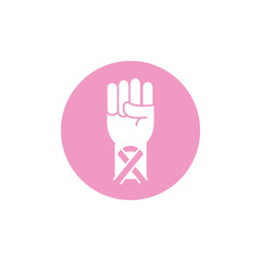 hand fist ribbon breast cancer awareness