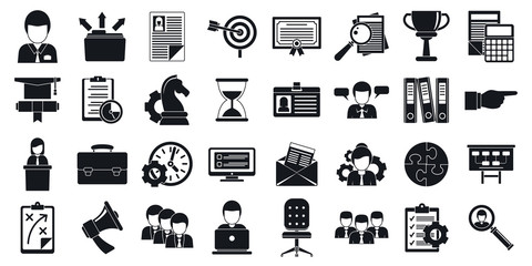 Modern managing skills icons set. Simple set of modern managing skills vector icons for web design on white background