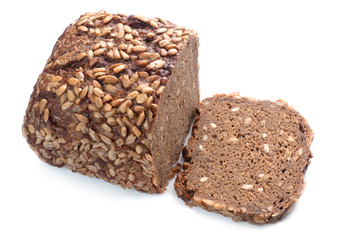 View of Brown Homemade Bread isolated on White background. Selective focus.