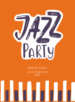 Jazz Music poster. Calligraphy. Lettering. Isolated vector illustration on a white background.