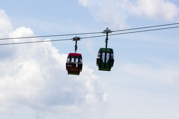 passing cable cars in the black forest in germany
