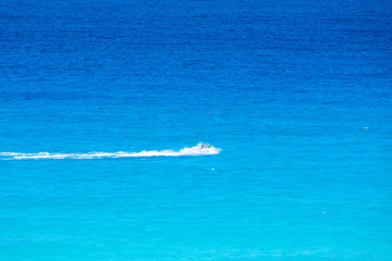 Jet Ski - Water Activities - Cancun, Mexico in Caribbean Sea. Exotic Paradise, Tourism and Vacations Concept