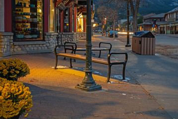 Fototapeta na wymiar Main Street in Canmore in Early Morning