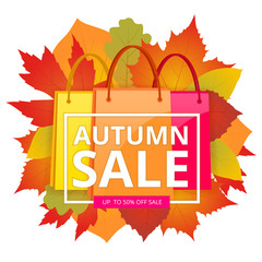 Autumn Offer Discount Template Elements Banner. Big Autumn Sale. Fall Time Sale Design.