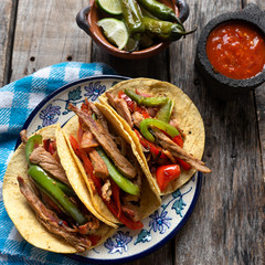Tacos of mexican beef fajitas also called 
