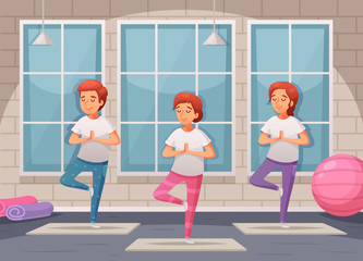 Kids Yoga Cartoon Background