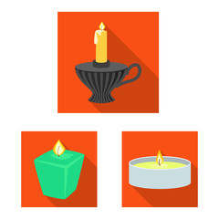 Isolated object of candlelight and decoration symbol. Collection of candlelight and flame stock vector illustration.