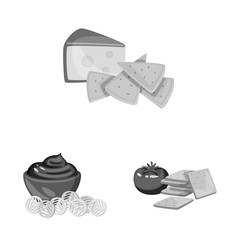 Vector design of taste and cooking sign. Set of taste and seasonin stock symbol for web.