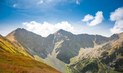 Rohac Ostry and Rohac Placzliwy in Western Tatra Mountains - two breathtaking rocky summits over 2000 m - obrazy, fototapety, plakaty