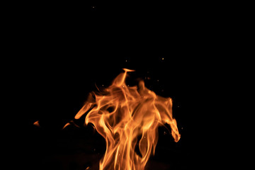 Unique flame pattern on a black background