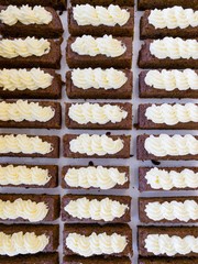 top down view of rectangle deserts lined up
