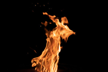 Unique flame pattern on a black background
