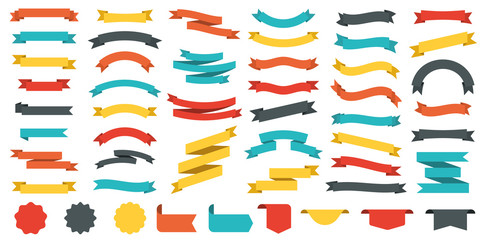Different colored ribbons collection. Vector