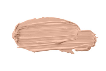 Liquid Foundation Smudge On White Background. Close Up Of Cosmetic Makeup Cream Sample Isolated On White.
