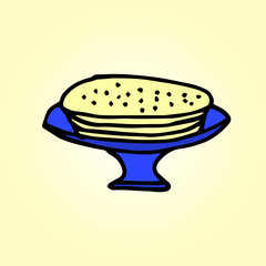 Doodle vector. Icons seamless pattern, background, ornament.Colored elements for logo, label, menu, cafe shop. Flat hand drawn isolated items.