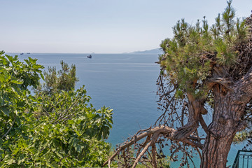 Panorama of embankment of.city of Kavala, Greece