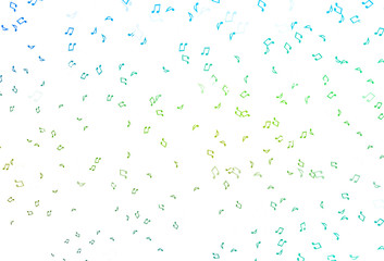 Light Blue, Yellow vector texture with musical notes.