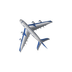 Fototapeta na wymiar White passenger plane bottom view vector illustration