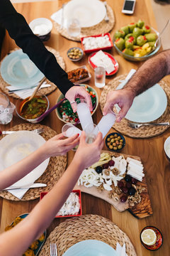 Make a toast with Turkish Traditional Alcohol drink Raki