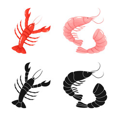 Vector design of fresh and restaurant logo. Collection of fresh and marine vector icon for stock.