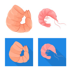 Isolated object of appetizer and ocean sign. Set of appetizer and delicacy stock symbol for web.