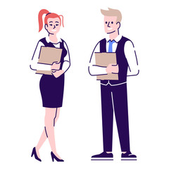 Receptionists flat vector character. Personal assistants, client managers, office workers with clipboards cartoon illustration. Woman and man administrators. Hostess, secretary isolated on white