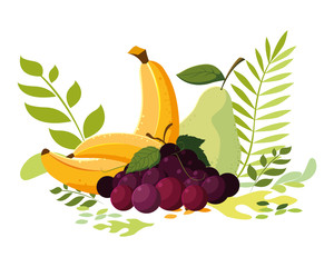 Isolated tropical fruits set vector design