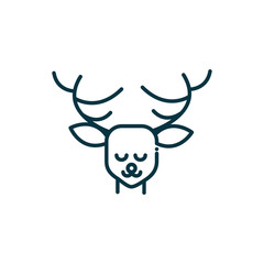 reindeer happy christmas line icon © Stockgiu