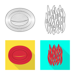 Isolated object of fiber and muscular symbol. Collection of fiber and body vector icon for stock.