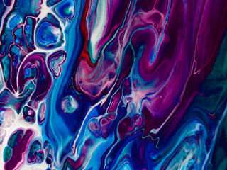 Fluid Art. Abstract colorful background, wallpaper. Mixing paints. Modern art.