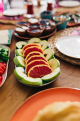 Delicious traditional turkish breakfast on table