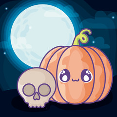 halloween pumpkin on halloween scene