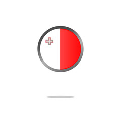 Flag of Malta as round glossy icon. Button with Maltese flag