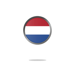 Flag of Netherlands as round glossy icon. Button with Dutch flag