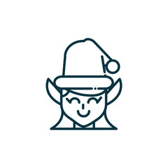 female elf happy christmas line icon