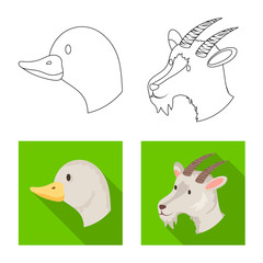 Isolated object of agriculture and breeding logo. Set of agriculture and organic stock vector illustration.