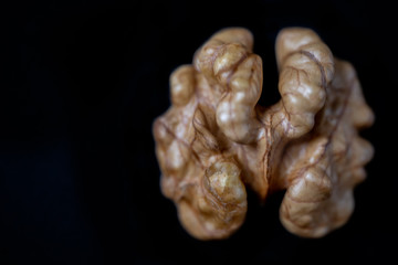 Walnut on a black background