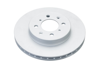 New brake disc with zinc coat isolated on white background
