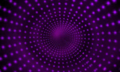 Abstract neon background with a light circle in the center.  Dark scene with a neon circle, smoke, smog.  Light circular tunnel.