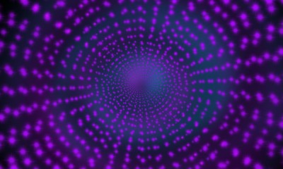 Abstract neon background with a light circle in the center.  Dark scene with a neon circle, smoke, smog.  Light circular tunnel.