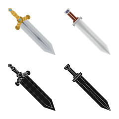 Vector design of game and armor symbol. Set of game and blade vector icon for stock.