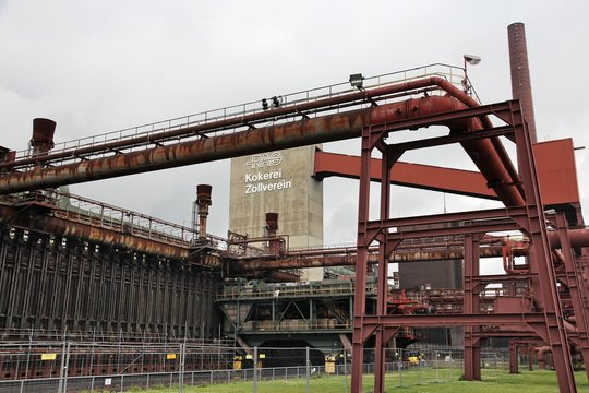 ESSEN, GERMANY - JULY 17, 2012: Kokerai industrial architecture in Zollverein in Essen, Germany. Former coal mine, now is listed as cultural landscape on UNESCO World Heritage List.