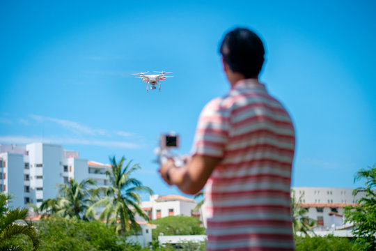 Man flying drone