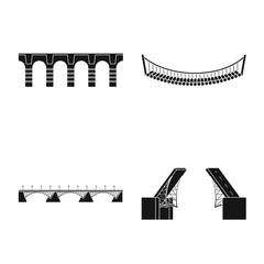 Isolated object of construct and side symbol. Collection of construct and bridge stock vector illustration.